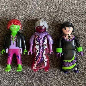 Set of 3 Playmobil Monster Figurines Zombie, Ghostbusters Library Ghost, Vampire